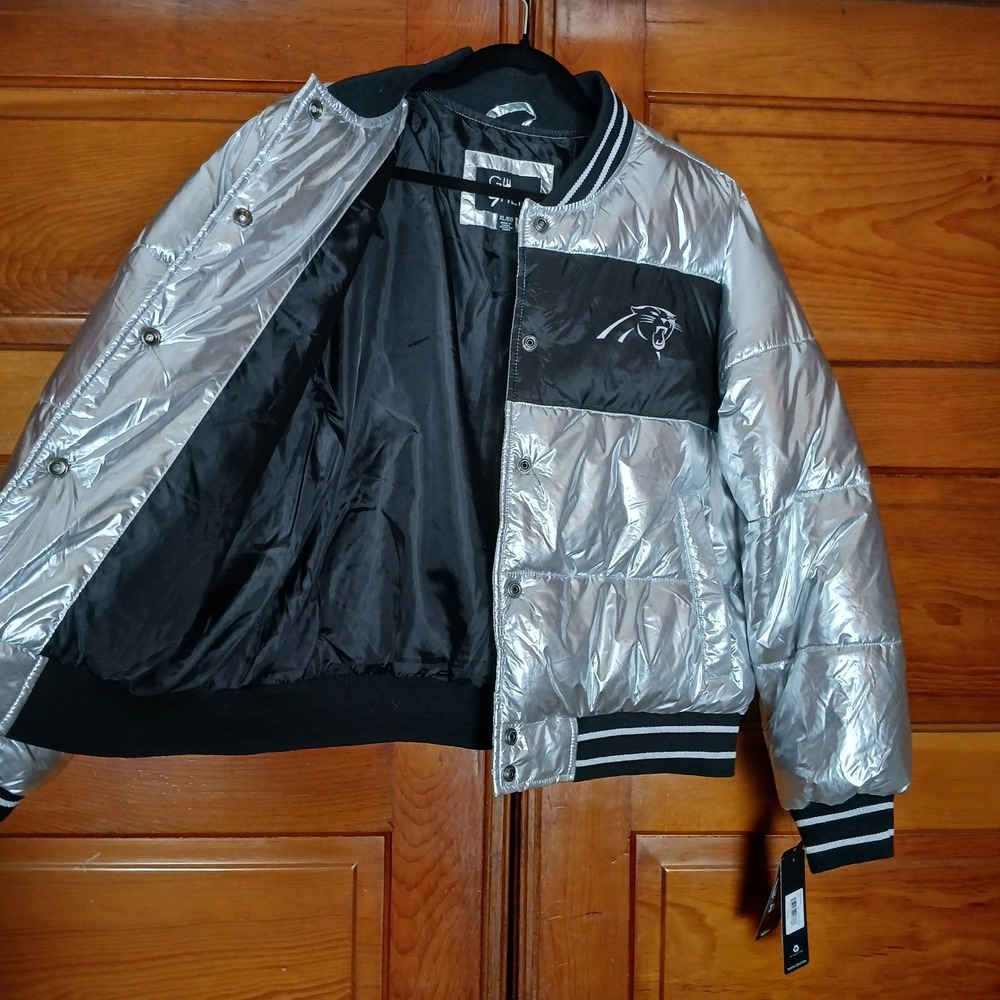 NWT Carolina Panthers G-III 4Her Silver Women Full Zip Puffer Jacket Size XL - Picture 5 of 9